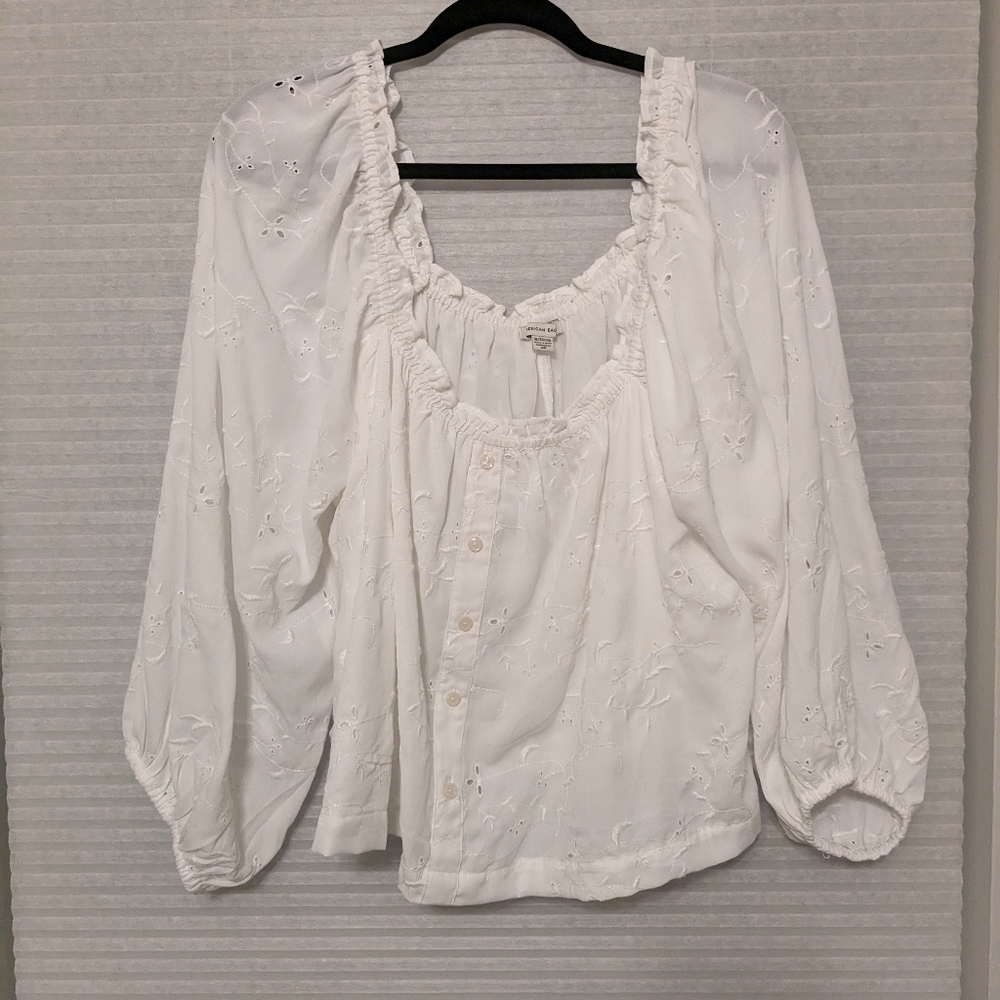 White eyelet shirt